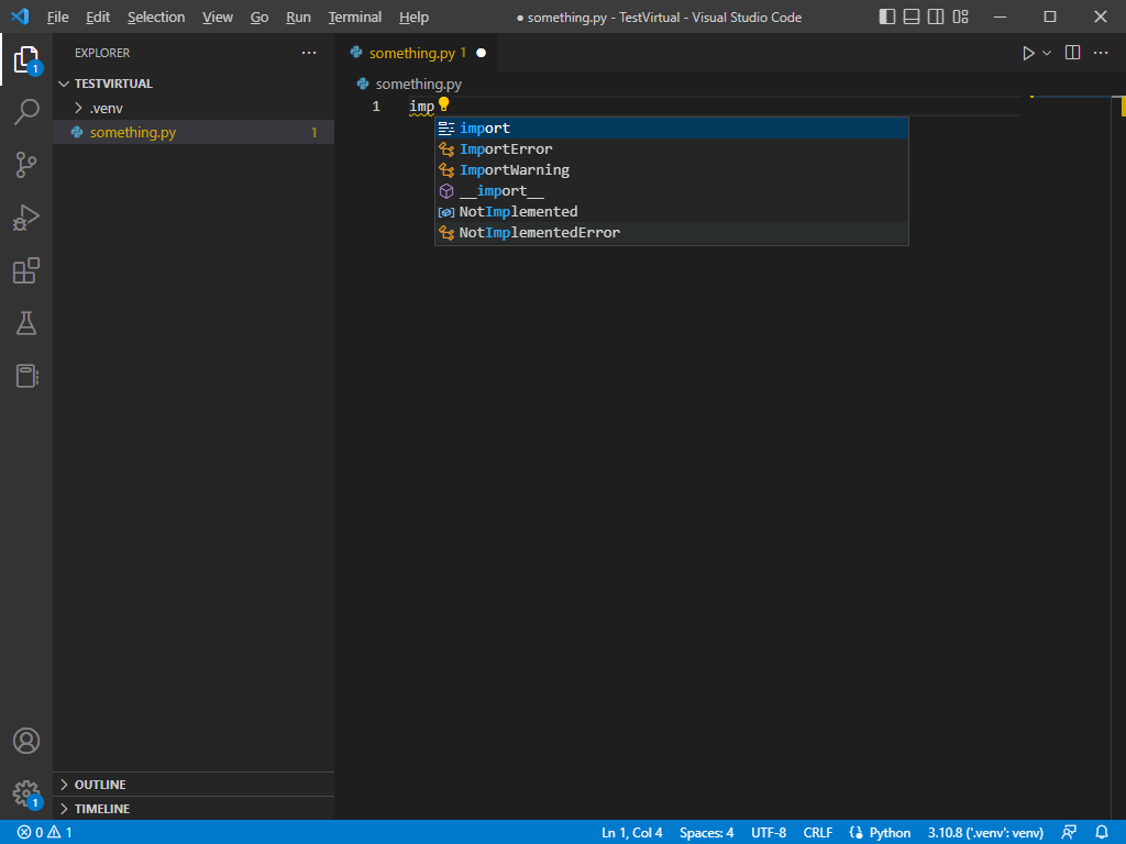 Code Completion Functionality in VS Code